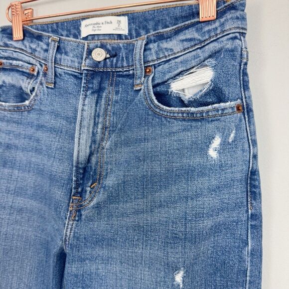 ABERCROMBIE & FITCH | The Mom High Rise Distressed Jeans Women’s Size 26 Long - Picture 4 of 11
